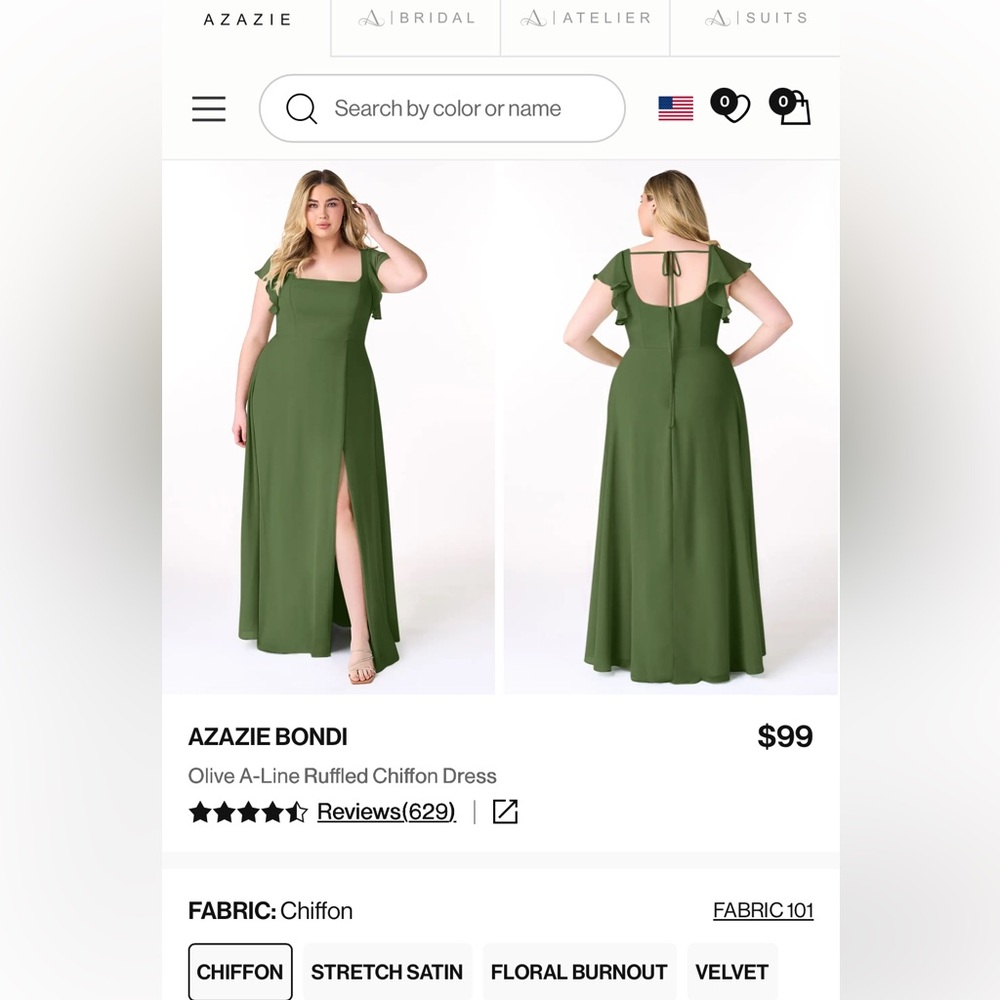 Azazie Olive Bondi Dress